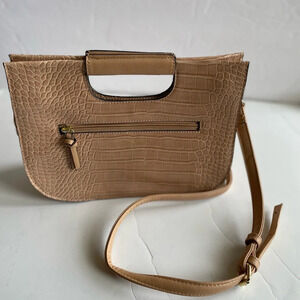 Enzo Angiolini Light Taupe Cool Croc-Embossed Wilda Crossbody Bag